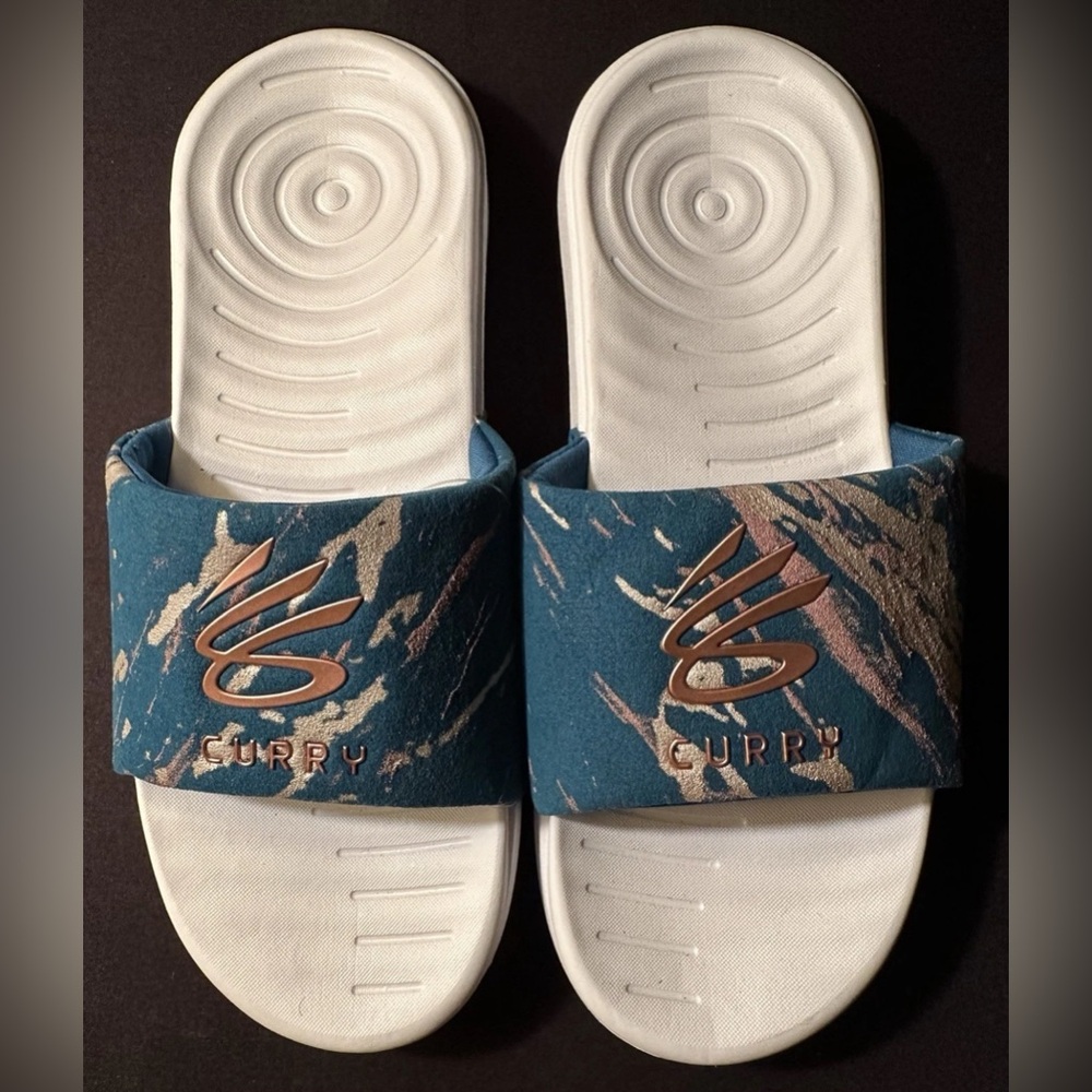 Under Armour Curry Unreleased Promo Green/Gold Men Ansa Slide Size 12 New Rare